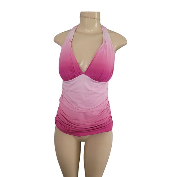 Blue Rod Beattie Pink Ombre Tankini Top V Neck Halter Style - Picture 1 of 13
